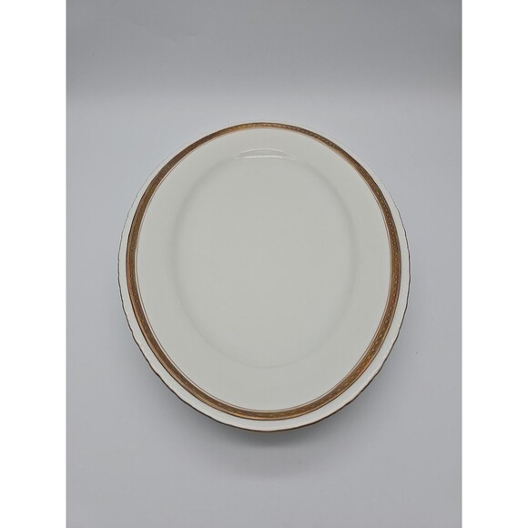 Rorstrand Sweden Oval Porcelain Platter #523 Gold Ribbon Pattern 13.25" x 8.5" - Picture 2 of 9